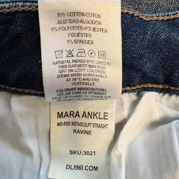 DL1961 Mara Straight Leg Mid Rise Ankle Blue Denim Jean with Instasculpt Size 27 - Picture 12 of 14